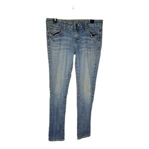 Rue21 Juniors Size 7/8 Long Boot Cut Denim Blue Jeans Y2K 90s Faded Grunge 30x32